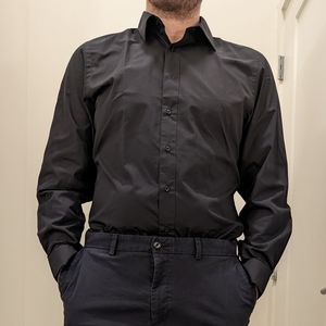 J Matthews Collection Black Large Dress Shirt